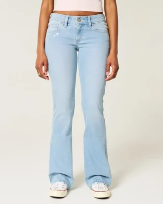 Bootcut-Jeans mit niedriger Leibhöhe und Sternstickerei