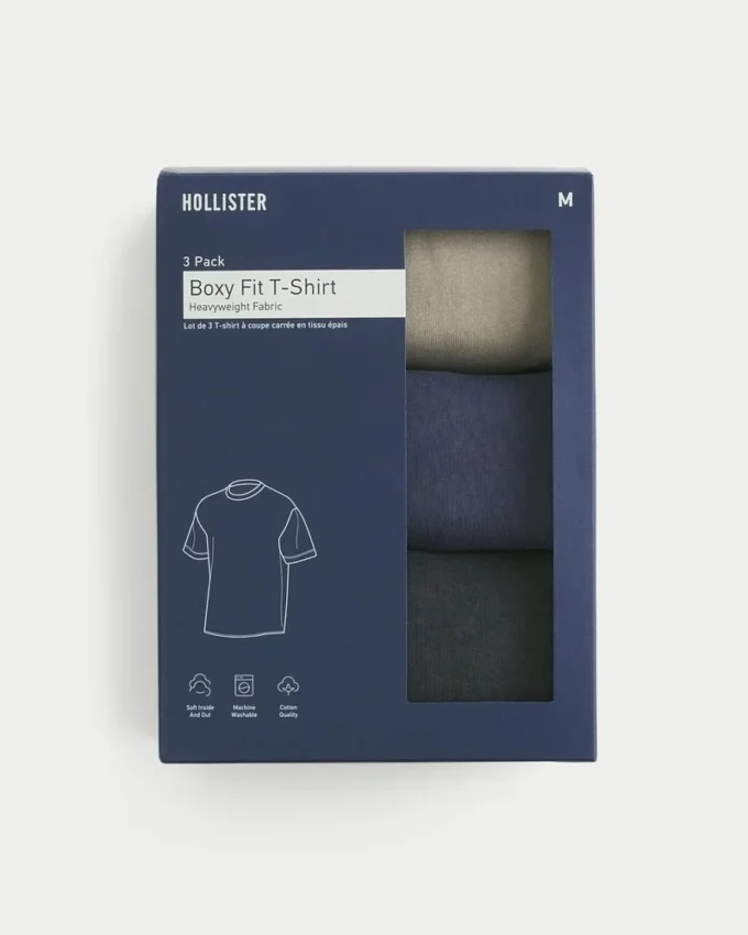 Boxy Heavyweight Washed Crew T-Shirt 3er-Pack
