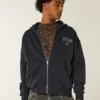 Boxy Hollywood Grafik-Kapuzenjacke mit Reißverschluss Boxy Hollywood Grafik-Kapuzenjacke mit Reißverschluss