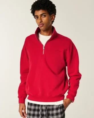 Boxy Logo Sweatshirt mit Viertelreißverschluss