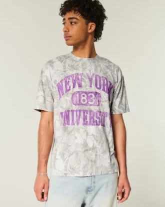 Boxy New York University Graphic Camo Tee