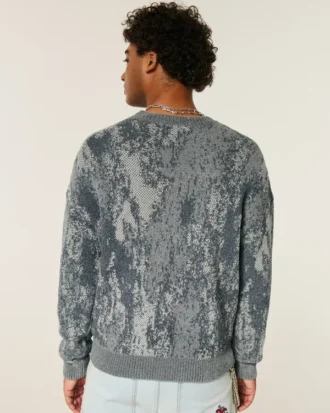Boxy Pattern Crew Sweater