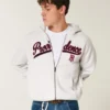 Boxy Providence Rhode Island Graphic Zip-Up Hoodie