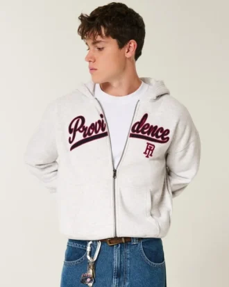 Boxy Providence Rhode Island Graphic Zip-Up Hoodie Boxy Providence Rhode Island Graphic Zip-Up Hoodie