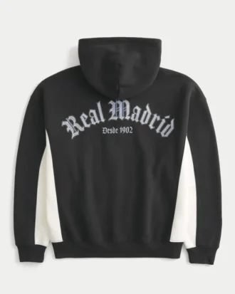 Boxy Real Madrid CF Grafik-Kapuzenjacke mit Reißverschluss