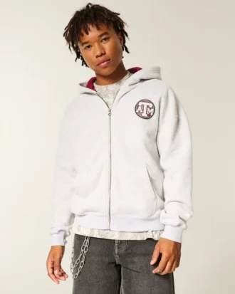 Boxy Texas A&M University Aggies Grafik-Kapuzenjacke mit Reißverschluss