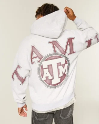 Boxy Texas A&M University Aggies Grafik-Kapuzenjacke mit Reißverschluss