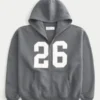 Boxy Zip-Up Number Graphic Hoodie Boxy Zip-Up Number Graphic Hoodie