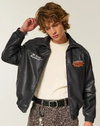 Casino Graphic Vegan Leather Jacket