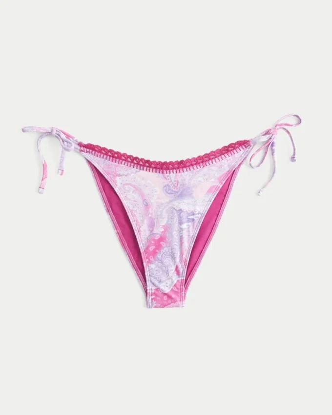 Cheeky-Bikiniunterteil mit seitlichen Bändern im Häkelstil