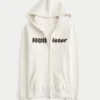 Chenille-Logo-Grafik-Hoodie mit Reißverschluss Chenille-Logo-Grafik-Hoodie mit Reißverschluss