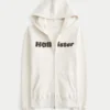 Chenille-Logo-Grafik-Hoodie mit Reißverschluss Chenille-Logo-Grafik-Hoodie mit Reißverschluss