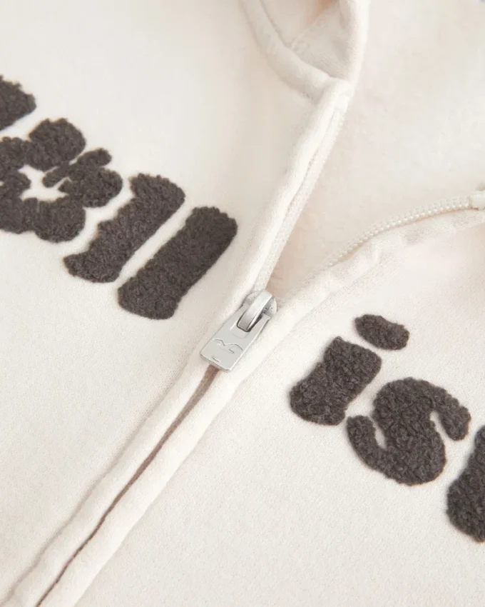 Chenille-Logo-Grafik-Hoodie mit Reißverschluss Chenille-Logo-Grafik-Hoodie mit Reißverschluss