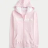 Chenille-Logo-Grafik-Hoodie mit Reißverschluss