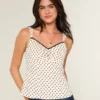 Chiffon-Tanktop mit Spitzenbesatz