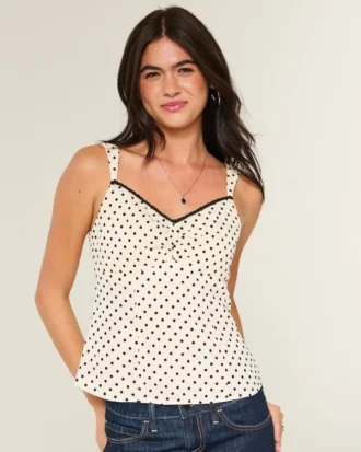 Chiffon-Tanktop mit Spitzenbesatz