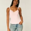 Chiffon-Tanktop mit Spitzenbesatz