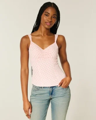 Chiffon-Tanktop mit Spitzenbesatz