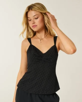 Chiffon-Tanktop mit Spitzenbesatz