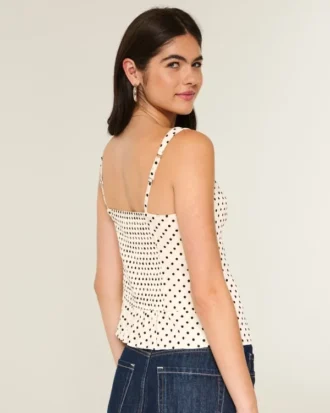 Chiffon-Tanktop mit Spitzenbesatz