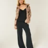Chiffon-Tanktop mit Spitzenbesatz