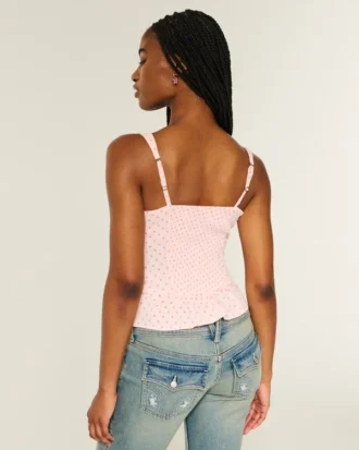 Chiffon-Tanktop mit Spitzenbesatz