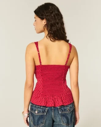 Chiffon-Tanktop mit Spitzenbesatz