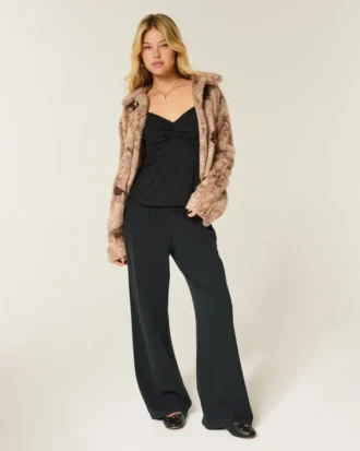 Chiffon-Tanktop mit Spitzenbesatz