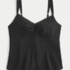 Chiffon-Tanktop mit Spitzenbesatz
