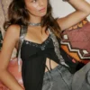 Crinkle Shine Flyaway Babydoll Top Crinkle Shine Flyaway Babydoll Top