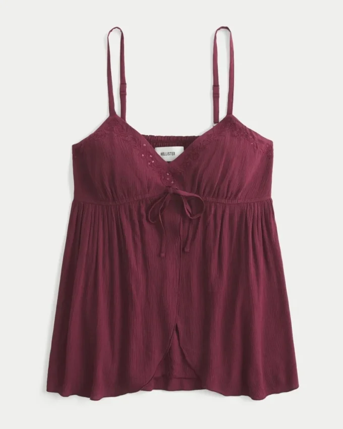Crinkle Shine Flyaway Babydoll Top Crinkle Shine Flyaway Babydoll Top