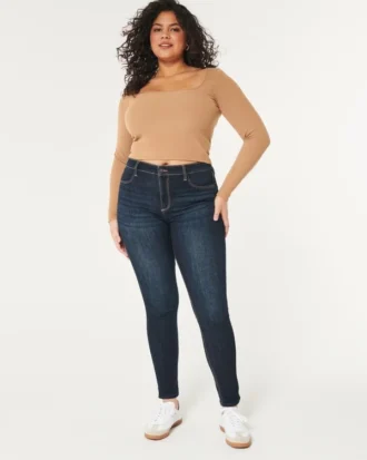 Curvy High-Rise Dark Wash Jean-Leggings