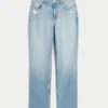 Curvy High-Rise Distressed Light Wash Straight Jeans