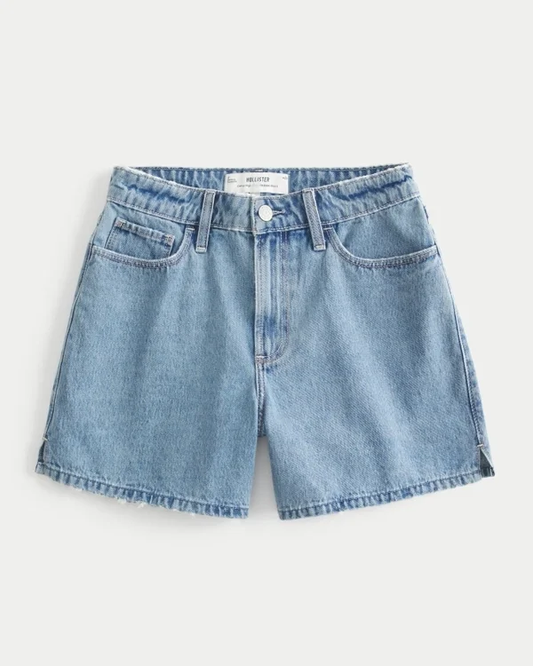 Curvy High-Rise Relaxed Denim Shorts in mittlerer Waschung, 5″ Curvy High-Rise Relaxed Denim Shorts in mittlerer Waschung, 5″