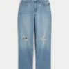 Curvy High-Rise Ripped Medium Wash Dad Jeans Curvy High-Rise Ripped Medium Wash Dad Jeans