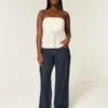 Curvy Low-Rise Dark Wash Foldover Waist Baggy Jeans Curvy Low-Rise Dark Wash Foldover Waist Baggy Jeans