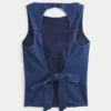 Denim-Top mit offenem Rücken