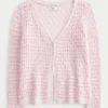 Dreiviertelärmelige Strickjacke im Häkelstil