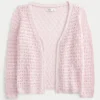 Dreiviertelärmelige Strickjacke im Häkelstil