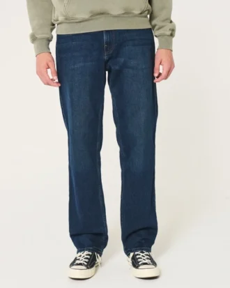 Dunkel gewaschene, lockere Jeans