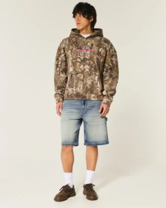 Dunkelblaue Baggy-Jeansshorts