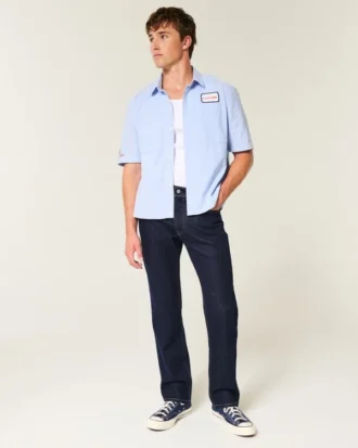 Dunkelblaue Straight-Jeans