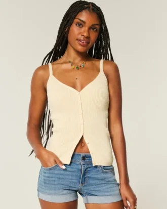 Durchgeknöpftes Sweatshirt-Tanktop