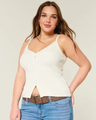 Durchgeknöpftes Sweatshirt-Tanktop