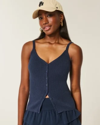 Durchgeknöpftes Sweatshirt-Tanktop