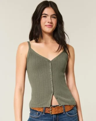 Durchgeknöpftes Sweatshirt-Tanktop