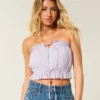 Easy Crop Trägerloses Tube-Top mit Spitzeneinsatz Easy Crop Trägerloses Tube-Top mit Spitzeneinsatz