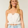 Easy Crop Trägerloses Tube-Top mit Spitzeneinsatz Easy Crop Trägerloses Tube-Top mit Spitzeneinsatz