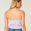 Easy Crop Trägerloses Tube-Top mit Spitzeneinsatz Easy Crop Trägerloses Tube-Top mit Spitzeneinsatz