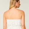 Easy Crop Trägerloses Tube-Top mit Spitzeneinsatz Easy Crop Trägerloses Tube-Top mit Spitzeneinsatz